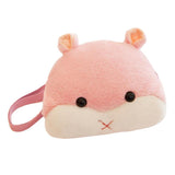 Max Cartoon Hamster Shoulder Bag with Hand Warmer Plush Stuffed Animal Toy Pink - Aladdin Shoppers