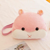 Max Cartoon Hamster Shoulder Bag with Hand Warmer Plush Stuffed Animal Toy Pink - Aladdin Shoppers