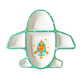 Max Ceramic Kids Dinnerware Divided Plate Children Toddler Utensil Set Green - Aladdin Shoppers
