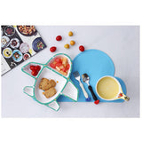 Max Ceramic Kids Dinnerware Divided Plate Children Toddler Utensil Set Green - Aladdin Shoppers