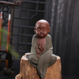Max Ceramic Small Buddha Statue kung fu Monk Figurine Tea pet Ornament Style2 - Aladdin Shoppers