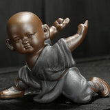 Max Ceramic Small Buddha Statue kung fu Monk Figurine Tea pet Ornaments Style-2 - Aladdin Shoppers