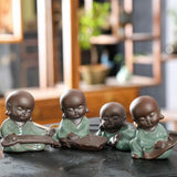 Max Ceramic Small Buddha Statue Monk Figurine Tea pet Ornaments Style-4 - Aladdin Shoppers