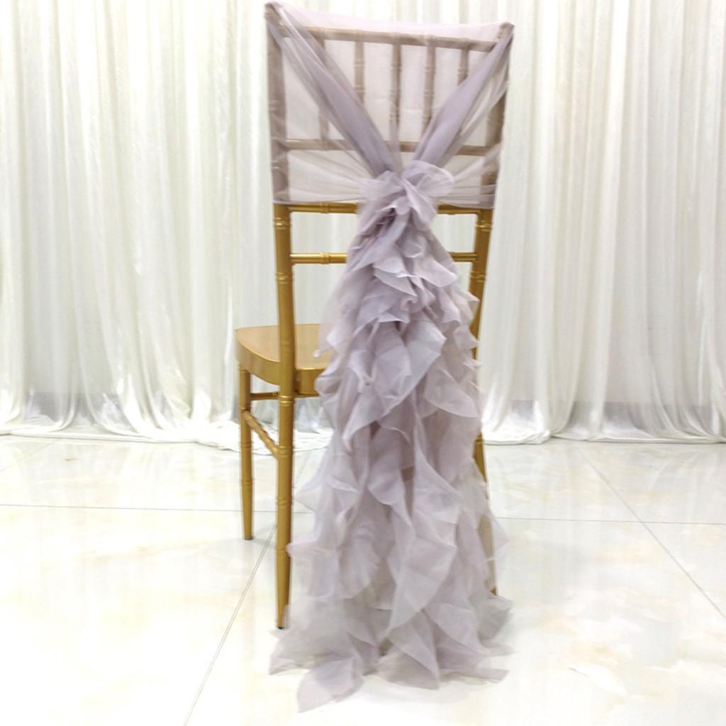 Max Chiffon Hoods With Ruffles Decor Chair Cover for Wedding Special Events Gray - Aladdin Shoppers