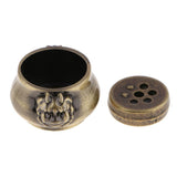 Max Chinese Antique Alloy Lion Head Statue Bowl Coil Incense Burner Bronze S - Aladdin Shoppers