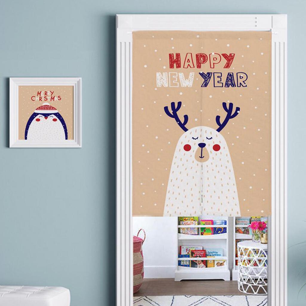 Max Christmas Style Noren Doorway Curtain Room Divider Decor Elk Beige L - Aladdin Shoppers