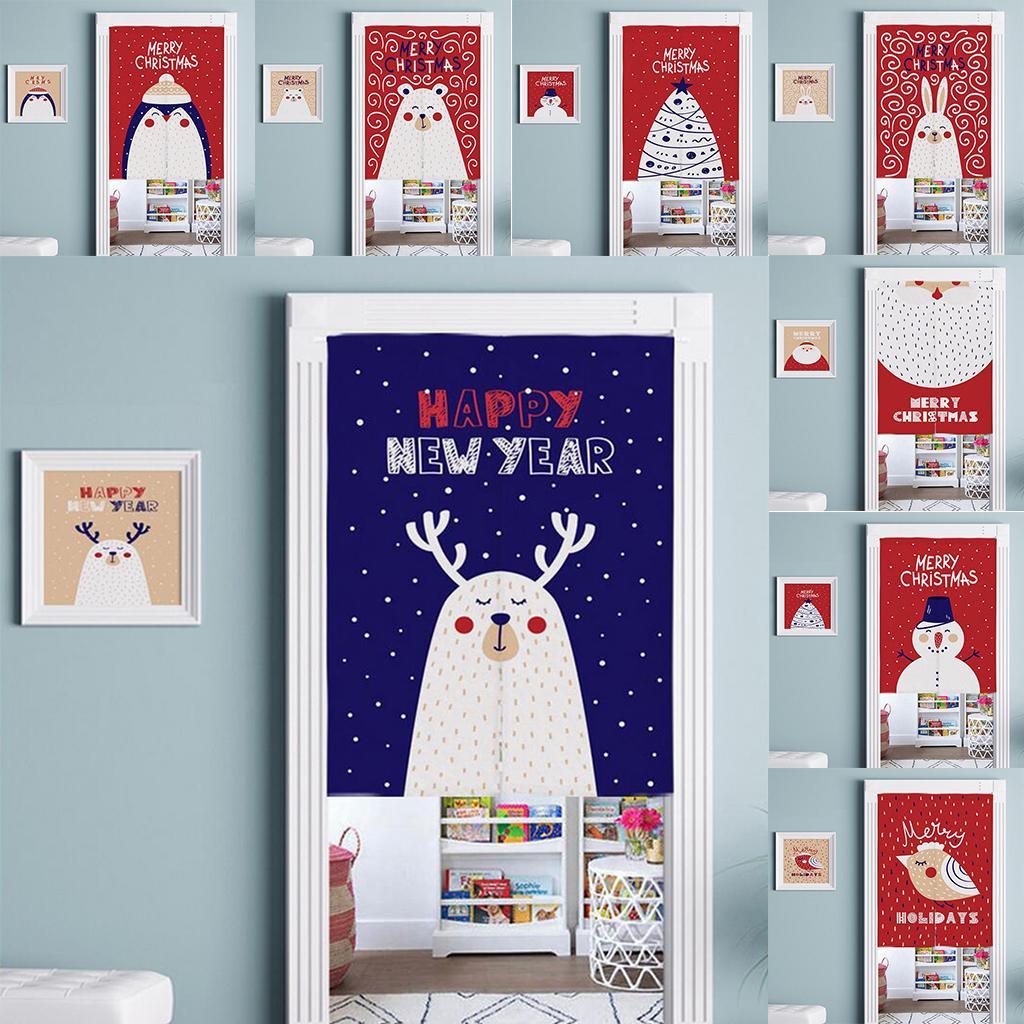 Max Christmas Style Noren Doorway Curtain Room Divider Decor Elk Blue S - Aladdin Shoppers