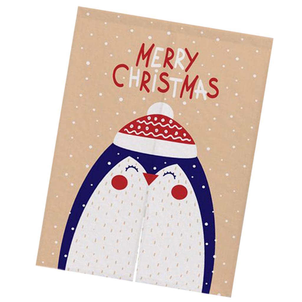 Max Christmas Style Noren Doorway Curtain Room Divider Decor Penguin Beige L - Aladdin Shoppers