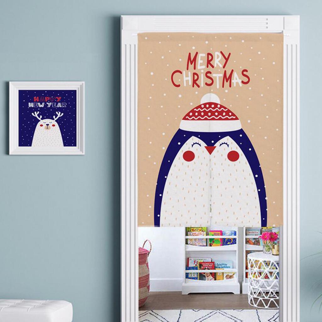 Max Christmas Style Noren Doorway Curtain Room Divider Decor Penguin Beige L - Aladdin Shoppers