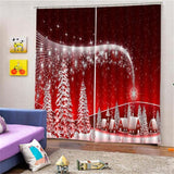 Max Christmas Theme Window Curtains Red Starlight - 150x166cm - Aladdin Shoppers