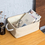 Max Collapsible Fabric Storage Basket Organizer Bin with Carry Handles Beige M - Aladdin Shoppers