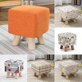 Max Cotton Linen Square Stool Seat Replacement Covers Orange-28x28x18cm - Aladdin Shoppers