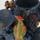 Max Creative Resin Countertop Fruit Basket Stand With Birds Pattern Blue - Aladdin Shoppers