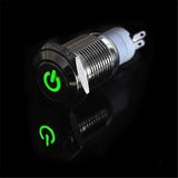 Max DC 12V 16mm Aluminum LED Car Illuminated Latching Push Button Switch Green - Aladdin Shoppers