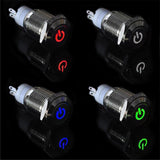 Max DC 12V 16mm Aluminum LED Car Illuminated Latching Push Button Switch White - Aladdin Shoppers