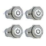 Max DC 12V 16mm Aluminum LED Car Illuminated Latching Push Button Switch White - Aladdin Shoppers