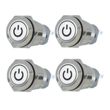 Max DC 12V 16mm Aluminum LED Car Illuminated Latching Push Button Switch White - Aladdin Shoppers