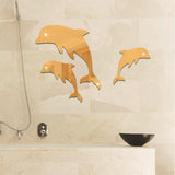 Max Dolphin 3d Wall Sticker Mirror Tv Sofa Bedroom Background Removable Golden