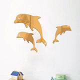 Max Dolphin 3d Wall Sticker Mirror Tv Sofa Bedroom Background Removable Golden - Aladdin Shoppers