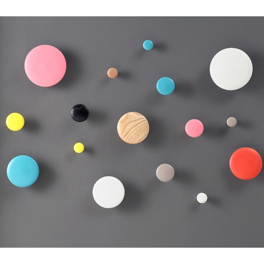 Max Dots Coat Hook Colorful Ash Wood Wall Mount Coat Wall Hanger Rack Black M - Aladdin Shoppers