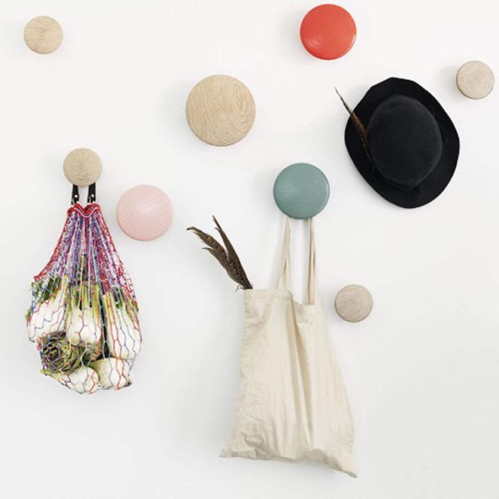 Max Dots Coat Hook Colorful Ash Wood Wall Mount Coat Wall Hanger Rack Orange M - Aladdin Shoppers