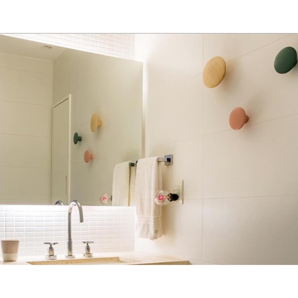 Max Dots Coat Hook Colorful Ash Wood Wall Mount Coat Wall Hanger Rack Orange M - Aladdin Shoppers