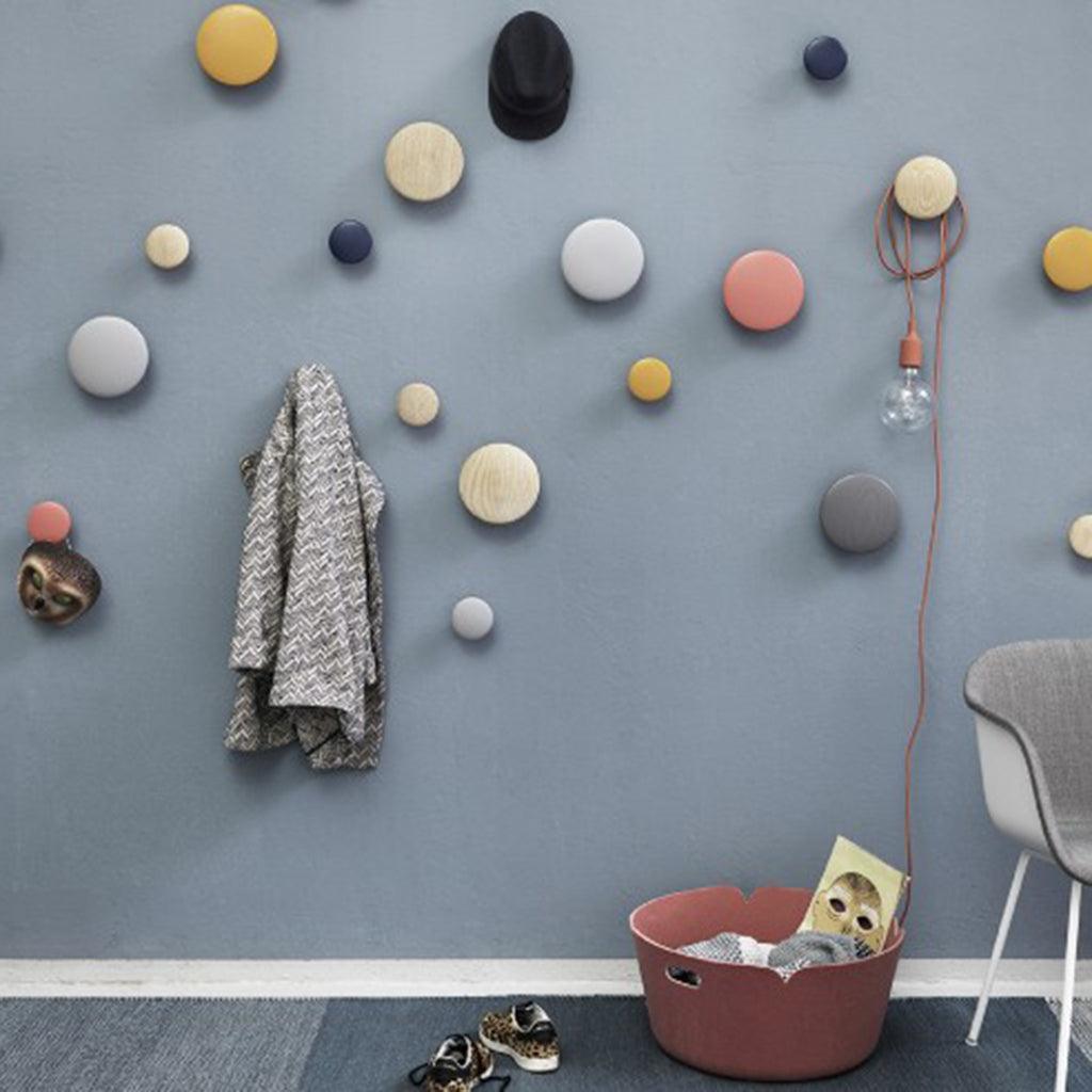 Max Dots Coat Hook Colorful Ash Wood Wall Mount Coat Wall Hanger Rack Yellow L - Aladdin Shoppers