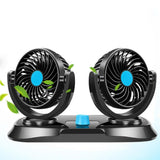 Max Dual Head Car Cooling Air Fan 360 Degree Rotation Quiet Blue 12V - Aladdin Shoppers