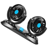 Max Dual Head Car Cooling Air Fan 360 Degree Rotation Quiet Blue 12V - Aladdin Shoppers