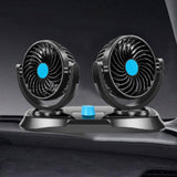 Max Dual Head Car Cooling Air Fan 360 Degree Rotation Quiet Blue 12V - Aladdin Shoppers