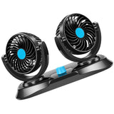 Max Dual Head Car Cooling Air Fan 360 Degree Rotation Quiet Blue 12V - Aladdin Shoppers