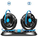 Max Dual Head Car Cooling Air Fan 360 Degree Rotation Quiet Blue 12V - Aladdin Shoppers