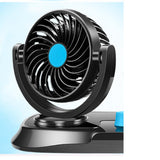 Max Dual Head Car Cooling Air Fan 360 Degree Rotation Quiet Blue 12V - Aladdin Shoppers