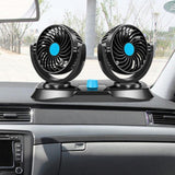 Max Dual Head Car Cooling Air Fan 360 Degree Rotation Quiet Blue 12V - Aladdin Shoppers