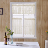 Max Embroidered Lace Window Voile Sheer Curtain Valance Tiers 74*61cm Creamy - Aladdin Shoppers