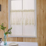 Max Embroidered Lace Window Voile Sheer Curtain Valance Tiers Creamy 137x61cm - Aladdin Shoppers