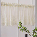 Max Embroidered Lace Window Voile Sheer Curtain Valance Tiers Creamy 137x61cm - Aladdin Shoppers