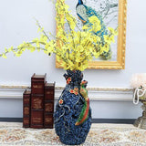 Max Exquisite Resin Flower Vase with Birds Decor Table Centerpiece Ornament Blue - Aladdin Shoppers