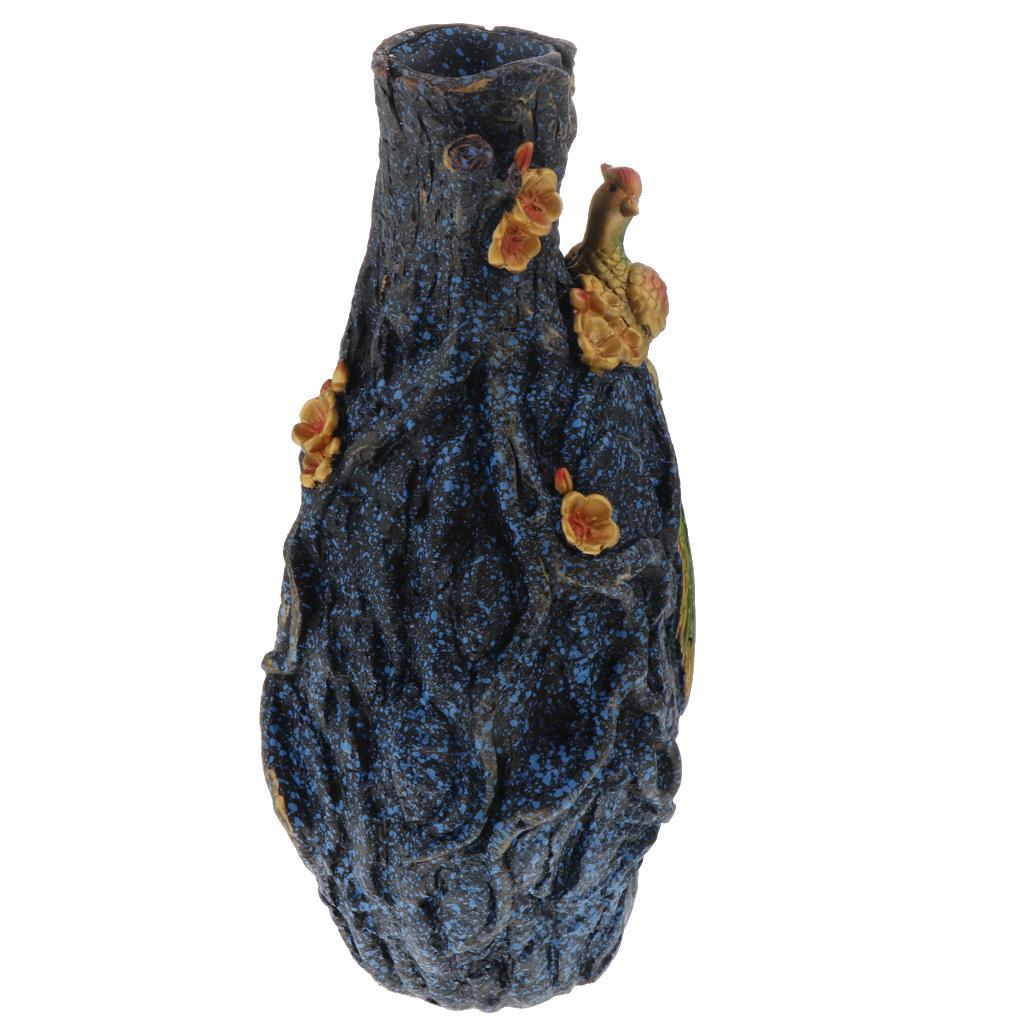 Max Exquisite Resin Flower Vase with Birds Decor Table Centerpiece Ornament Blue - Aladdin Shoppers