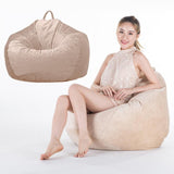 Max Extra Large Velvet Bean Bag Cover Sofa Slipcover 100x120cm Light Brown - Aladdin Shoppers