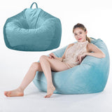 Max Extra Large Velvet Bean Bag Cover Sofa Slipcover 100x120cm Sky Blue - Aladdin Shoppers