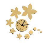 Max Fashion DIY Mirror Wall Creative Decoration Clock Bauhinia Flowers Golden - Aladdin Shoppers