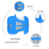 Max Fish Bone Shape Silicone Protective Case Keychain for Apple AirPods Blue - Aladdin Shoppers