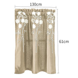 Max Floral Window Curtain Semi-Sheer Kitchen Curtain Tier Light Khaki - 130x41cm - Aladdin Shoppers
