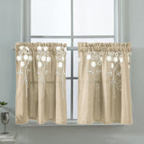 Max Floral Window Curtain Semi-Sheer Kitchen Curtain Tier Light Khaki - 130x41cm - Aladdin Shoppers