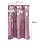 Max Floral Window Curtain Semi-Sheer Kitchen Curtain Tier Purple - 137x61cm - Aladdin Shoppers