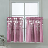 Max Floral Window Curtain Semi-Sheer Kitchen Curtain Tier Purple - 74x61cm - Aladdin Shoppers