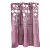 Max Floral Window Curtain Semi-Sheer Kitchen Curtain Tier Purple - 74x61cm - Aladdin Shoppers