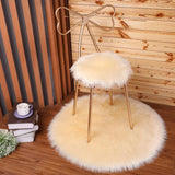 Max Fluffy Faux Fur Seat Cushion Pad Artificial Sheepskin Mat Beige 35cm - Aladdin Shoppers