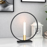 Max Iron Geometric Candlestick Decorative Candle Holders Centerpiece Black Gold-L - Aladdin Shoppers